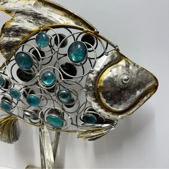 Fish Metallic Glass Statue Figure Metal Abstract 16 ½” Tall & Wide - Picture 4 of 8